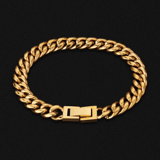 8mm Miami Stainless Steel Cuban Link Bracelet for Men