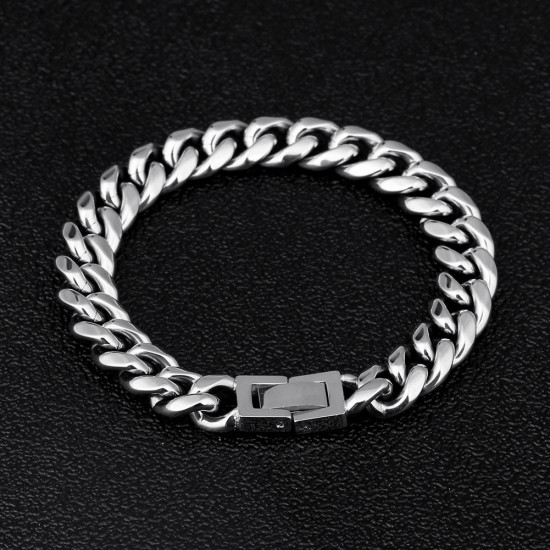 10mm Miami Stainless Steel Cuban Link Bracelet for Men