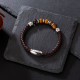 Fashion Brown Leather Bracelet with Natural Tiger Eye Beaded