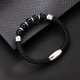 New Arrival Black Leather Bracelet with Natural Obsidian Stone Bead