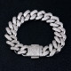 Iced Out 18mm Diamond Cuban Link Bracelet in White Gold