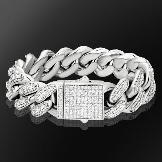 Iced Out 20mm Diamond Cuban Link Bracelet for Men