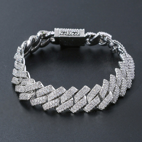 14mm Hip Hop Iced Out Cuban Link Bracelet for Men