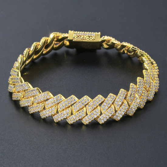 14mm Hip Hop Iced Out Cuban Link Bracelet for Men