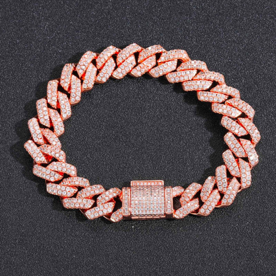 14mm Hip Hop Iced Out Cuban Link Bracelet for Men