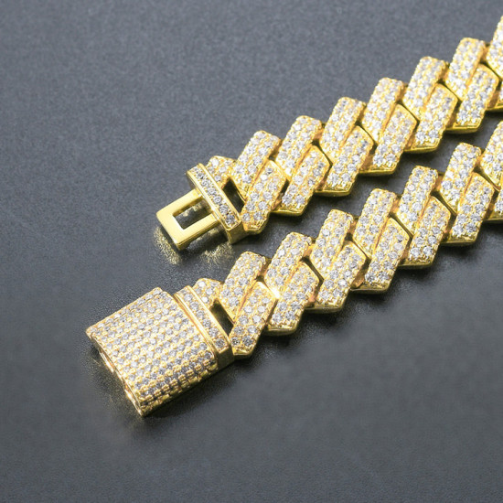 14mm Hip Hop Iced Out Cuban Link Bracelet for Men