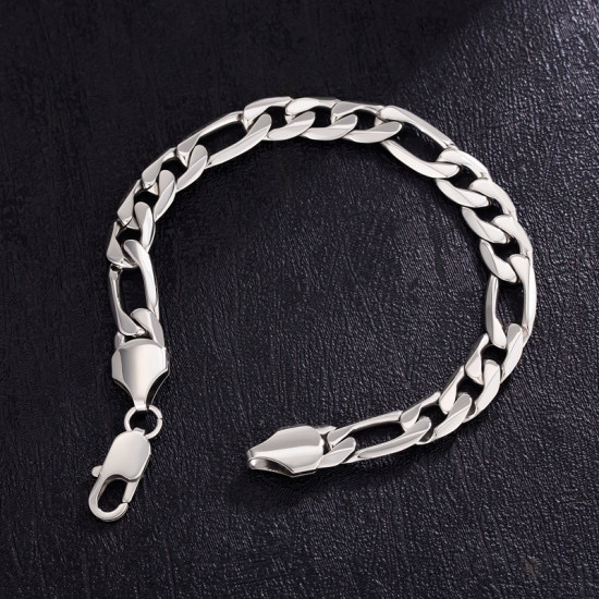 Newest 9mm Stainless Steel Figaro Bracelet for Men