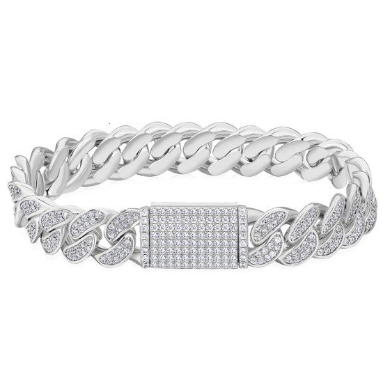 Sparkly 12mm CZ Diamond Iced Out Mens Bracelet with Box Clasp