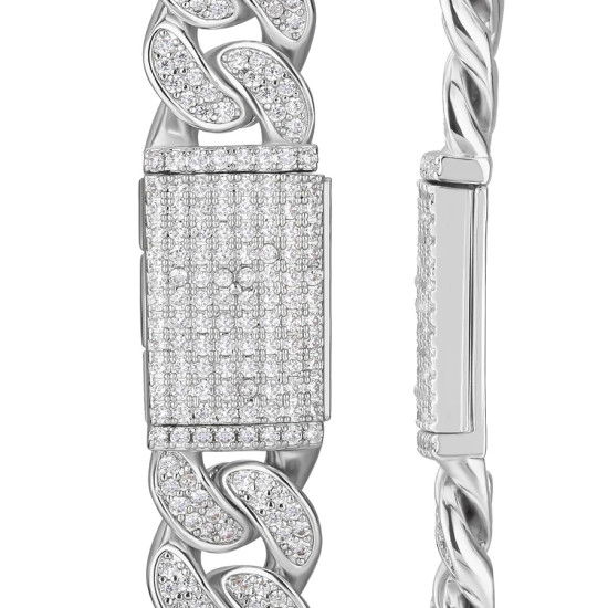 Sparkly 12mm CZ Diamond Iced Out Mens Bracelet with Box Clasp