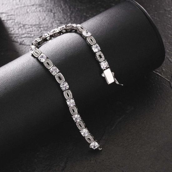 Delicate 5.5mm CZ Diamond Clustered Tennis Bracelet for Men