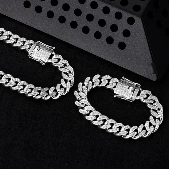 Cool Street 14mm Iced Out Cuban Link Bracelet for Men