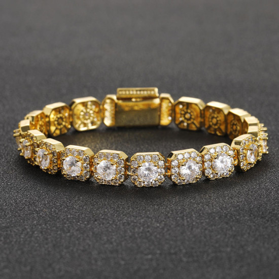 Trendy 10mm CZ Diamond Mens Tennis Bracelet