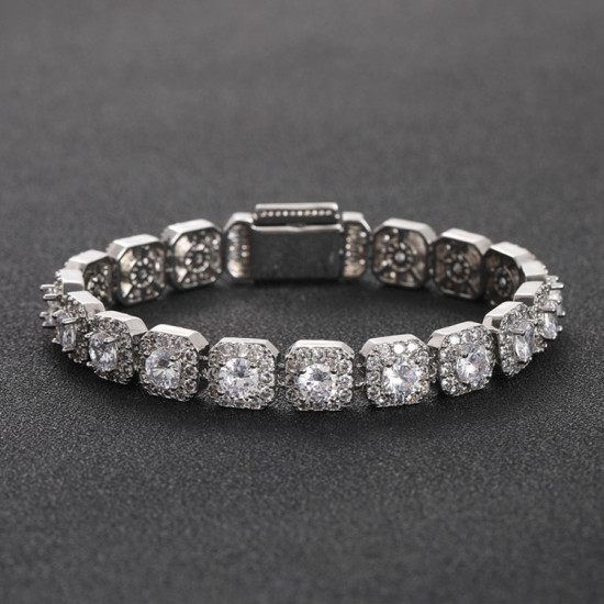 Trendy 10mm CZ Diamond Mens Tennis Bracelet