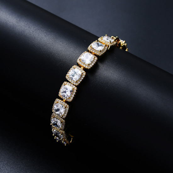 Trendy 10mm Square Diamond Mens Tennis Bracelet