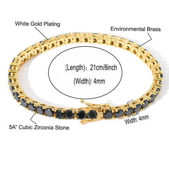 Cool Street 4mm Iced Out Black Tennis Bracelet for Men