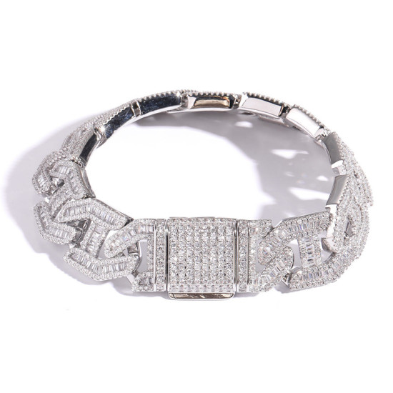 Newest 17mm CZ Diamond Iced Out Stud Link Bracelet for Men