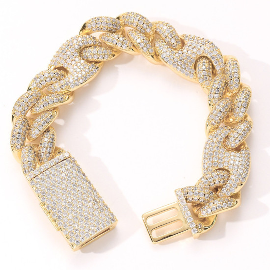 Fashion 20mm Diamond PIg Nose Cuban Link Bracelet for Men