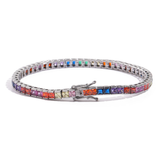 Trendy 4mm Colorful Diamond Mens Tennis Bracelet