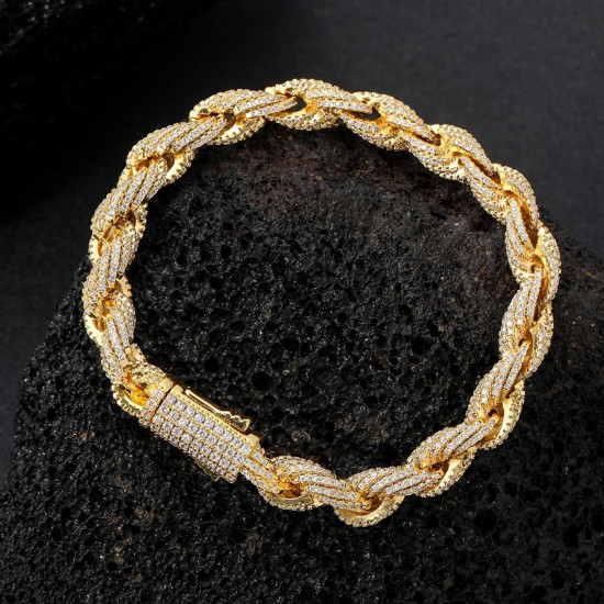 Hip Hop 8mm CZ Diamond Mens Rope Bracelet