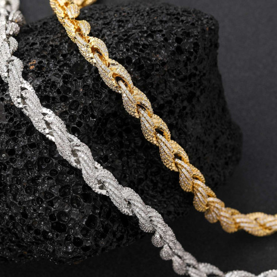 Hip Hop 8mm CZ Diamond Mens Rope Bracelet