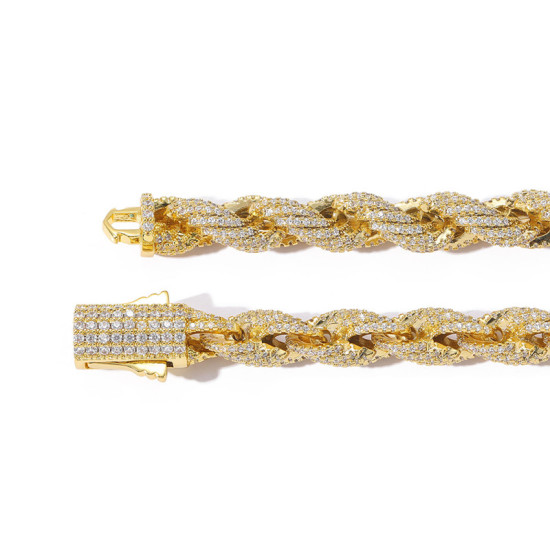 Hip Hop 8mm CZ Diamond Mens Rope Bracelet