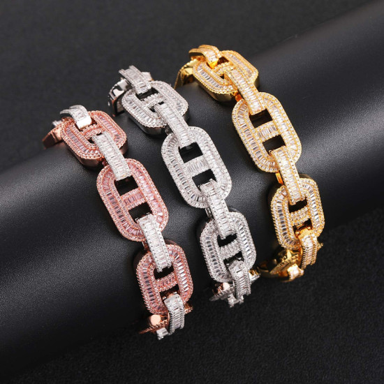 Fashion 15mm Diamond PIg Nose Bracelet for Men