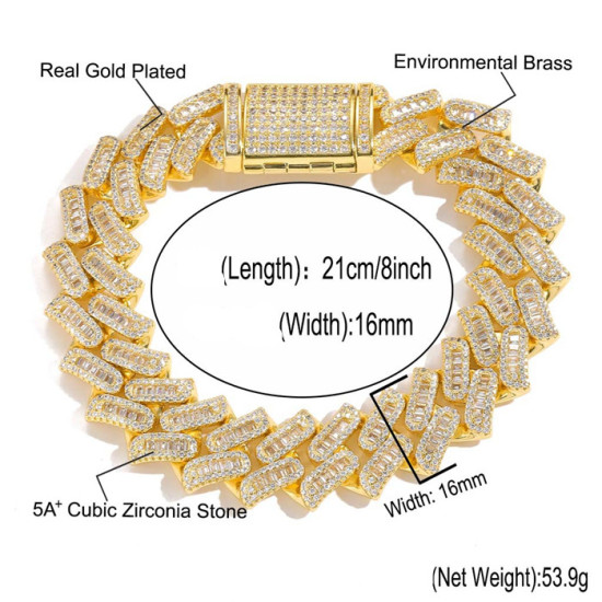 Trendy 16mm Iced Out Cuban Link Bracelet for Men