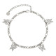 Cool 4mm Figaro Butterfly Anklet Bracelet for Women Adjustable Size