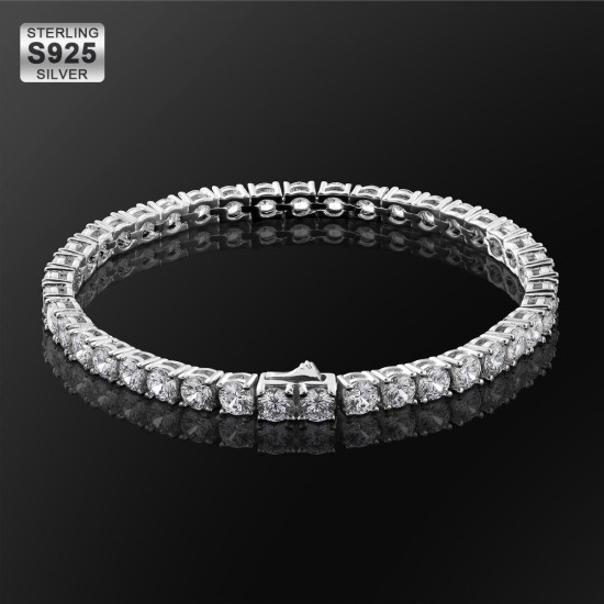 Newest 4mm 925 Sterling Silver CZ Diamond Womens Tennis Bracelet