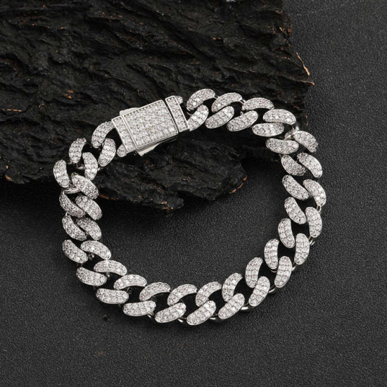 John 12mm Hip Hop Iced Out Cuban Bracelet for Men