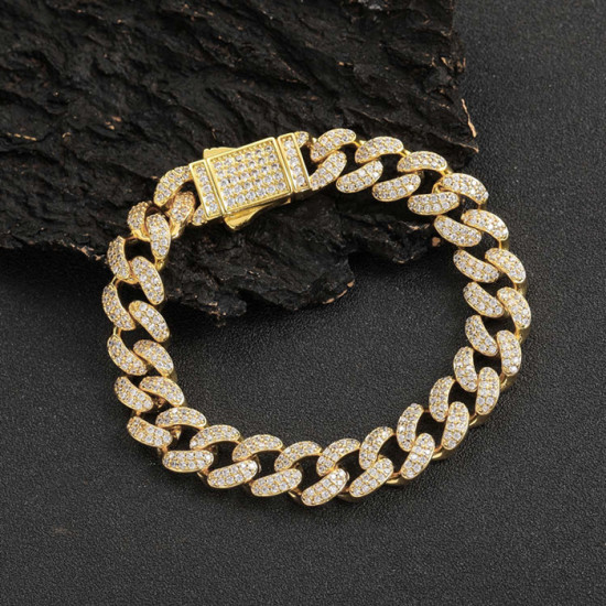 John 12mm Hip Hop Iced Out Cuban Bracelet for Men