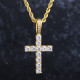 Newest Iced Out Mens Cross Pendant Necklace in 14K Gold