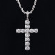 Fashion Iced Out Mens Cross Pendant Necklace in White Gold