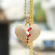 Iced Out CZ Diamond Broken Heart Mens Pendant Necklace in 14K Gold