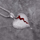 Iced Out Diamond Broken Heart Pendant Necklace For Men in White Gold