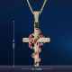 Iced Out  Cool Cross Nacklace with Coral Snake Twist Pendant 