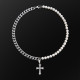 Pearl 10mm  Cuban Link Chain and Diamond Cross Pendant