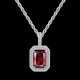 Fashion Hip Hop Necklace Birthstone Ruby Gemstone Pendant