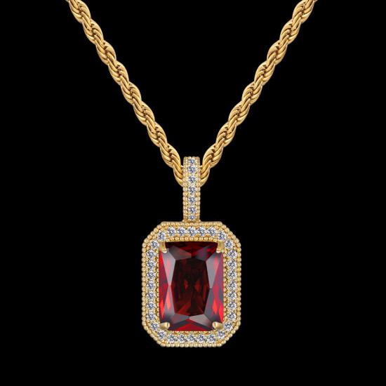 Fashion Hip Hop Necklace Birthstone Ruby Gemstone Pendant