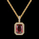 Fashion Hip Hop Necklace Birthstone Ruby Gemstone Pendant