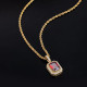 Fashion Hip Hop Necklace Birthstone Ruby Gemstone Pendant