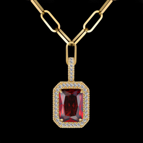 Fashion Hip Hop Franco Necklace Birthstone Ruby Gemstone Pendant