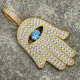 Iced Out Hamsa Hand Mens Rope Chains Pendant in 14K Gold