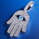 Iced Out Hamsa Hand Rope Pendant Necklace in White Gold