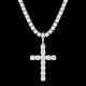 4mm CZ Diamond Tennis Chain Necklace with Iced Out Cross Pendant