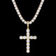 4mm CZ Diamond Tennis Chain Necklace with Iced Out Cross Pendant