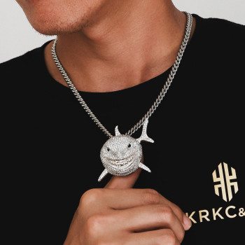 Iced Out Hip Hop Baby Shark Mens Pendant Necklace