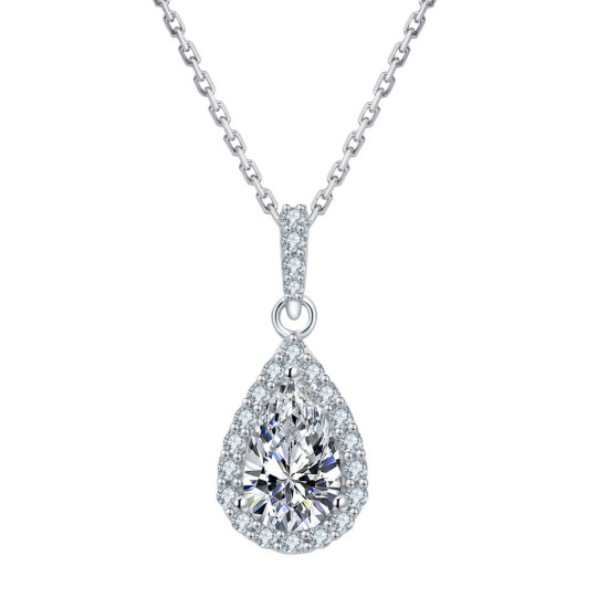 Cool Drop-shaped 1.0 Carats VVS1 Moissanite Pendant Necklace for Women