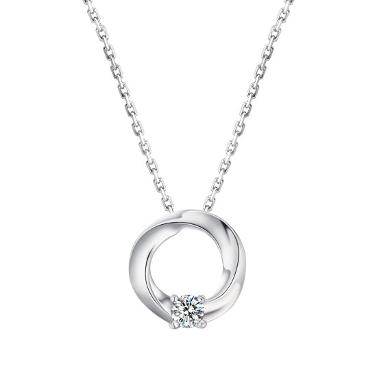 Iced 0.10 Carats VVS1 Moissanite Hollow Contoured Pendant Necklace