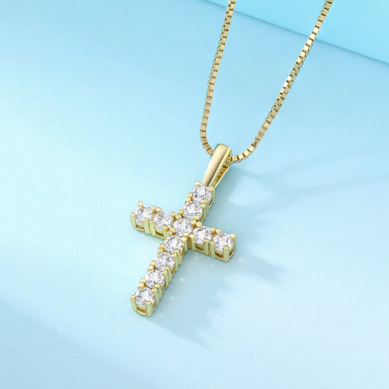 Newest 0.70 Carats VVS1 Moissanite Cross Pendant for Women